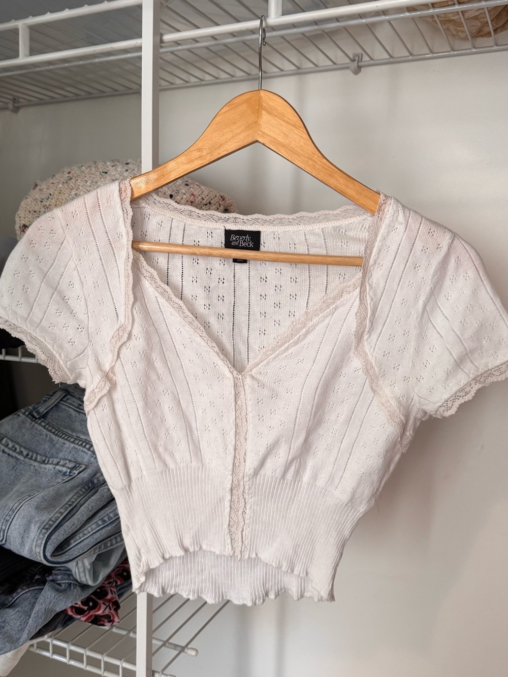 White Knit Crop Top